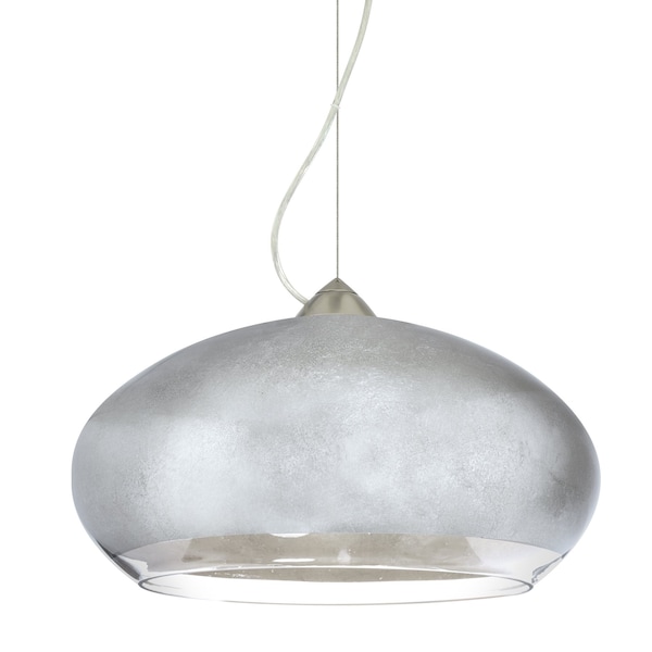 Besa Lighting Brio 14 Cord Pendant, Silver Foil, Satin Nickel Finish, 1x75W Incandescent 1KX-4345SF-SN - main